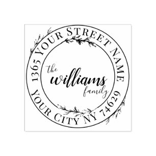 Carimbo De Borracha Endereço de Devolução de Script de Verso Botânico