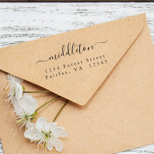 Carimbo De Borracha Endereço de Devolução de Script Elegante (Criador carregado)