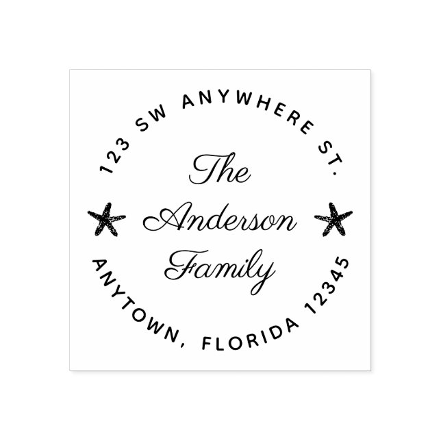 Carimbo De Borracha Endereço de devolução de Starfish Cujo nome é pers (Impressão)
