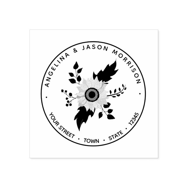 Carimbo De Borracha Endereço de Devolução de Sunflower (Impressão)