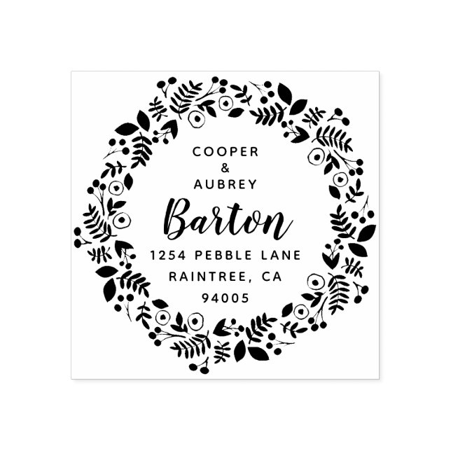 Carimbo De Borracha Endereço de devolução de wreath Whimsical (Impressão)