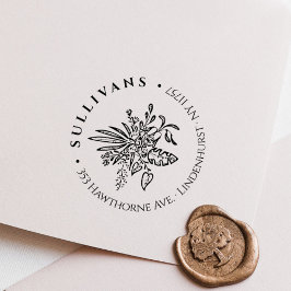 Carimbo De Borracha Endereço de devolução do Buquê tropical botânico E