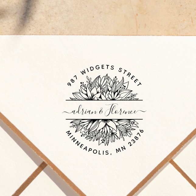 Carimbo De Borracha Endereço de devolução do Casal botânico Casamento  (Criador carregado)