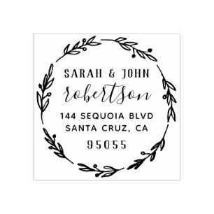 Carimbo De Borracha Endereço de devolução do Casal casado com a mão ru