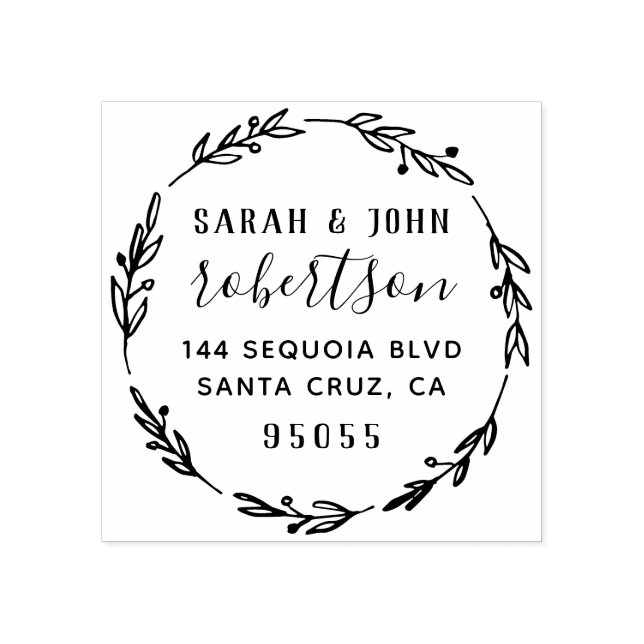 Carimbo De Borracha Endereço de devolução do Casal casado com a mão ru (Impressão)