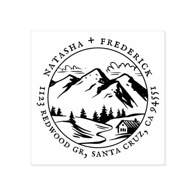 Carimbo De Borracha Endereço de devolução do Casal de esboço da cabine (Impressão)