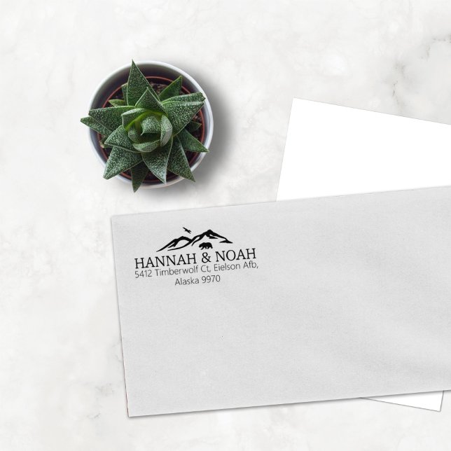 Carimbo De Borracha Endereço de devolução do Casal do Urso de Montanha (Criador carregado)