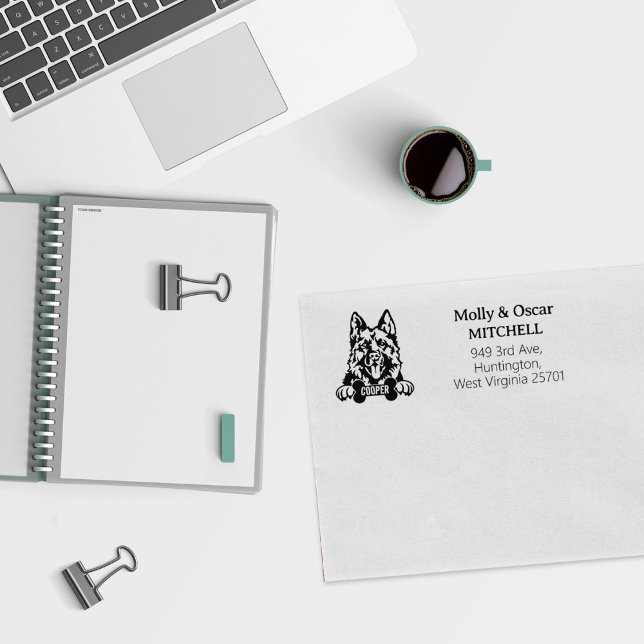 Carimbo De Borracha Endereço de devolução do german shepherd (Criador carregado)