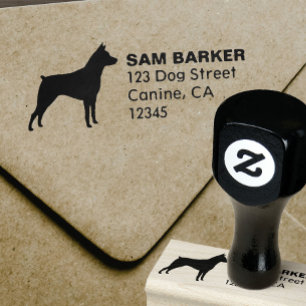 Carimbo De Borracha Endereço de devolução do Miniature Pinscher Sil