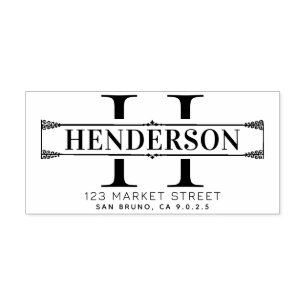 CARIMBO DE BORRACHA ENDEREÇO DE DEVOLUÇÃO DO MONOGRAMA MODERNO E ELEGA