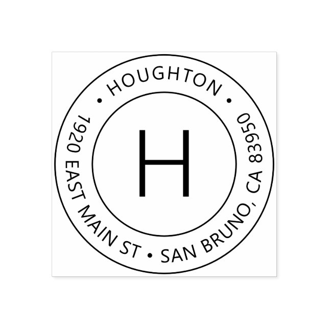 Carimbo De Borracha Endereço de devolução do Monograma Moderno Simples (Impressão)