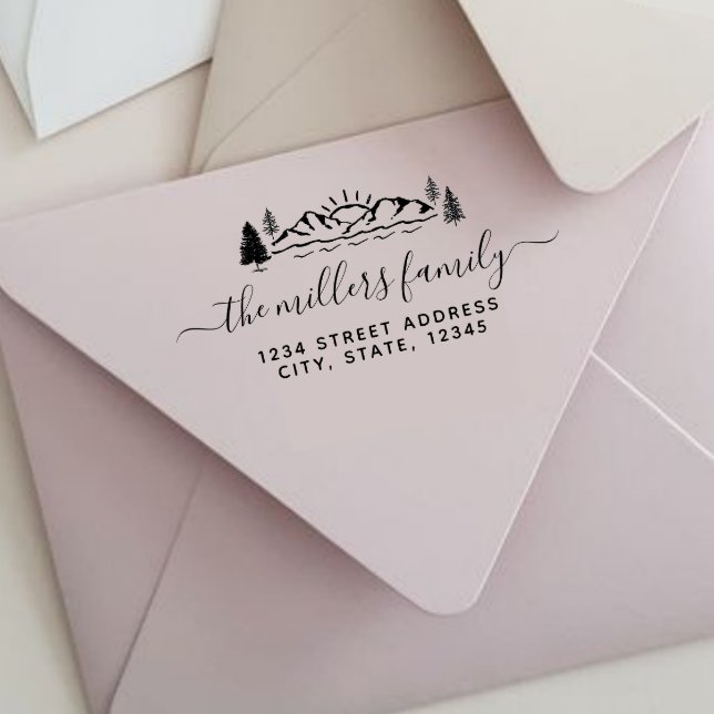 Carimbo De Borracha Endereço de devolução do nome da família das monta (Criador carregado)