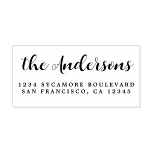 Carimbo De Borracha Endereço de devolução do nome da família de caligr