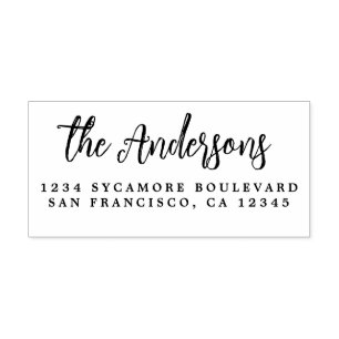 Carimbo De Borracha Endereço de devolução do nome da família de caligr