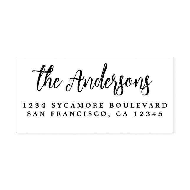 Carimbo De Borracha Endereço de devolução do nome da família de caligr (Impressão)