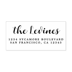 Carimbo De Borracha Endereço de devolução do nome da família de caligr