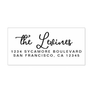 Carimbo De Borracha Endereço de devolução do nome da família de caligr