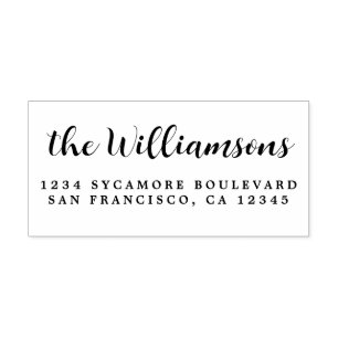 Carimbo De Borracha Endereço de devolução do nome da família de caligr