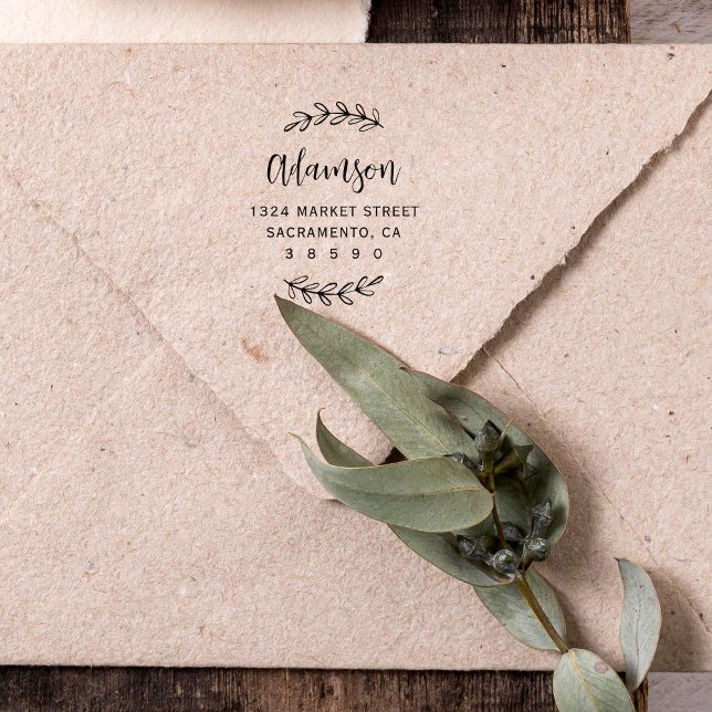 Carimbo De Borracha Endereço de Devolução do Nome da Família de Script (Criador carregado)