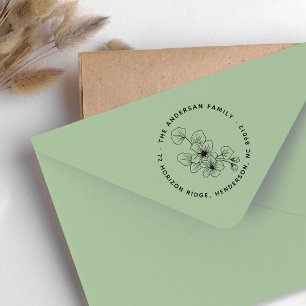 Carimbo De Borracha Endereço de devolução do nome da família Elegante 