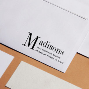 Carimbo De Borracha Endereço de devolução do nome da família em negrit