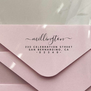 Carimbo De Borracha Endereço de devolução do nome da família manuscrit