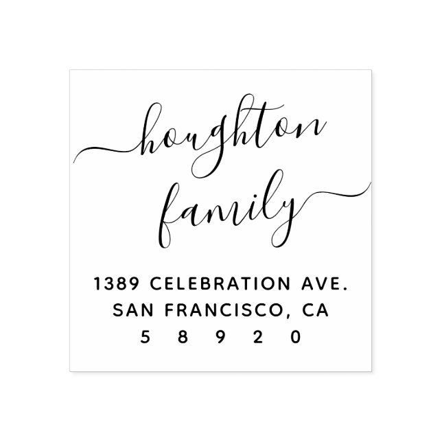 Carimbo De Borracha Endereço de Devolução do Nome da Família Manuscrit (Impressão)