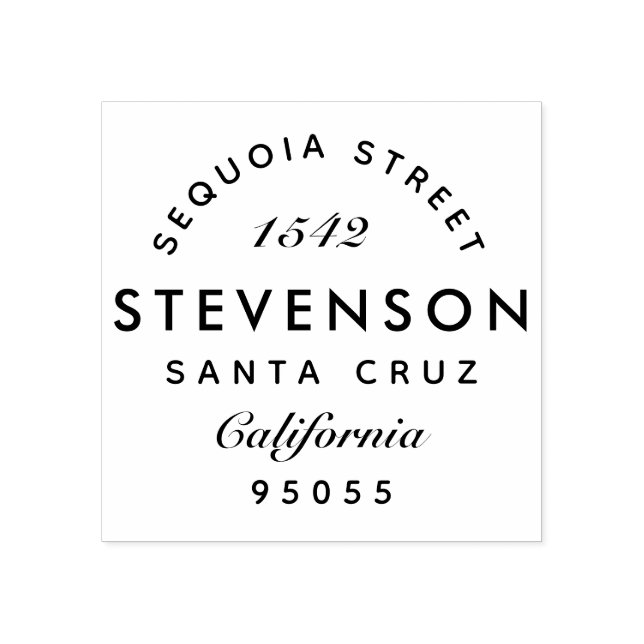 Carimbo De Borracha Endereço de Devolução do Nome da Família Moderna E (Impressão)