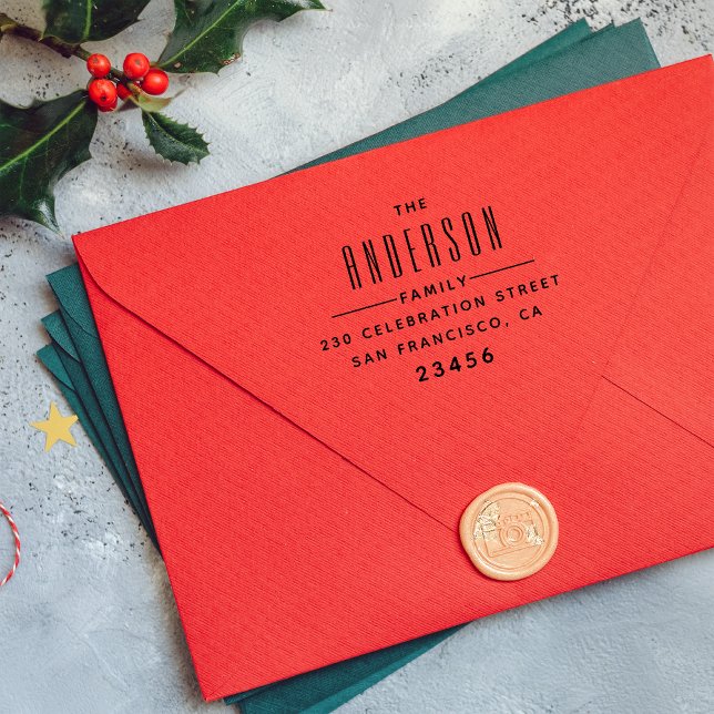 Carimbo De Borracha Endereço de devolução do nome da família personali (Criador carregado)