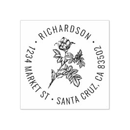 Carimbo De Borracha Endereço de devolução do nome da família Round Vin