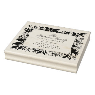 Carimbo De Borracha Endereço de devolução do nome da família Wreath