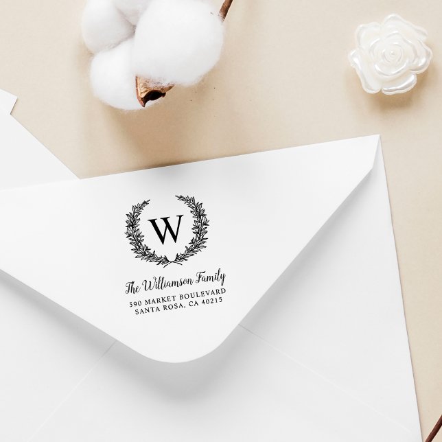 Carimbo De Borracha Endereço de devolução do nome da família Wreath de (Criador carregado)