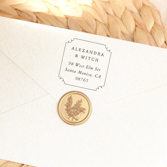 Carimbo De Borracha Endereço de devolução do quadro desenhado à mão Wh (Rubber Stamp Mock-up)