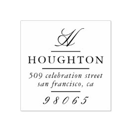 Carimbo De Borracha Endereço de Devolução do Script do Monograma Cláss