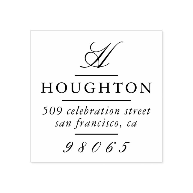 Carimbo De Borracha Endereço de Devolução do Script do Monograma Cláss (Impressão)