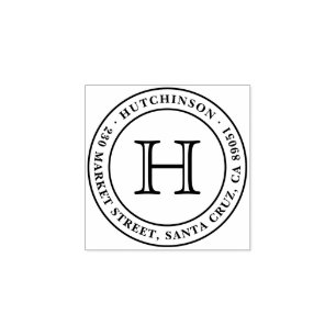 Carimbo De Borracha Endereço de devolução do selo redondo do monograma