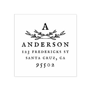 Carimbo De Borracha Endereço de devolução do Sobrenome Monograma perso