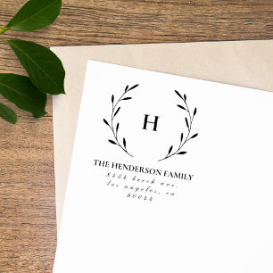 Carimbo De Borracha Endereço de devolução elegante do monograma da fam