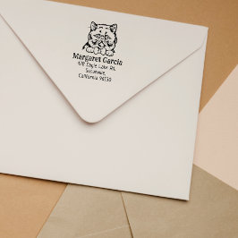 Carimbo De Borracha Endereço de Devolução Exótico de Gato Cortado