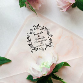 Carimbo De Borracha Endereço de Devolução Floral Elegante