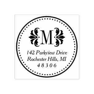 Carimbo De Borracha Endereço de devolução inicial do Monograma do Dama