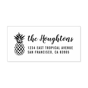 Carimbo De Borracha Endereço de devolução manuscrito de abacaxi tropic