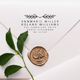 Carimbo De Borracha Endereço de Devolução Moderno de Dois Sobrenomes B