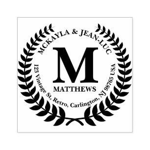 Carimbo De Borracha Endereço de Devolução Monograma Clássico Laure