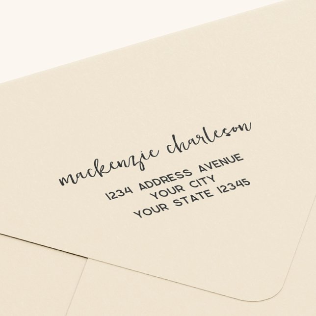Carimbo De Borracha Endereço de devolução personalizado de script mode (Simple modern minimalist script personalized rubber stamp return address)