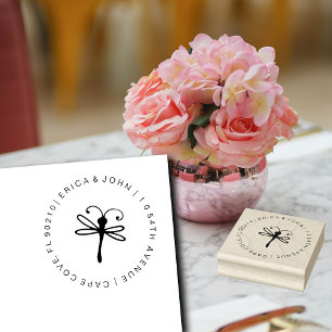 Carimbo De Borracha Endereço de devolução personalizado do Dragonfly