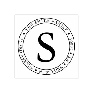 Carimbo De Borracha Endereço de devolução redonda de quadro monograma