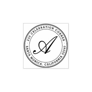 Carimbo De Borracha Endereço de devolução redonda do monograma do scri