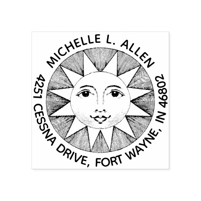 Carimbo De Borracha Endereço de Devolução Redondo Personalizado Sol So (Impressão)