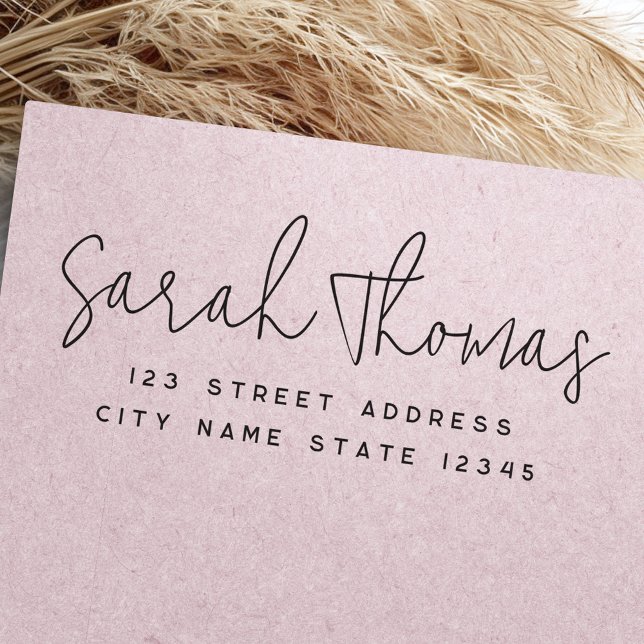 Carimbo De Borracha Endereço de devolução simples de script manuscrito (Simple modern handwritten script return address rubber stamp)